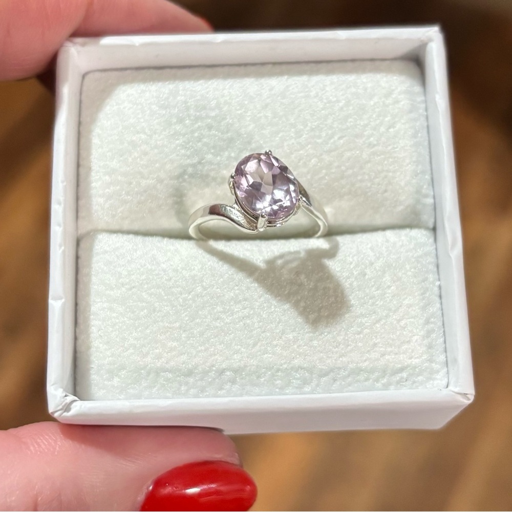Sold!!   Rose De France Amethyst 1.98ct Oval Bypass Ring in Sterling Silver Sz 6